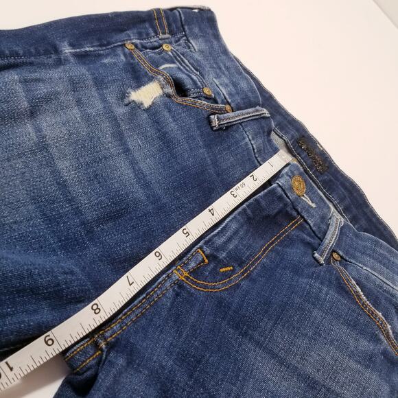 MOTHER Jeans The Looker in Rough it Up Blue Denim Distressed Skinny - Picture 8 of 16